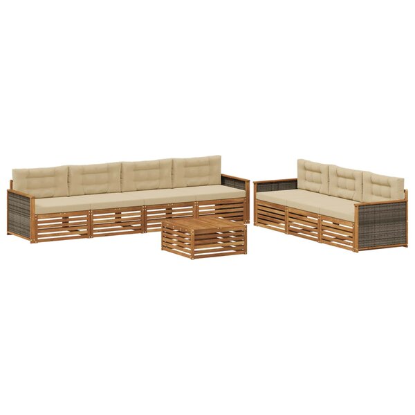 vidaXL Ensemble de canapés d'extérieur 8 pc Naturel et Beige