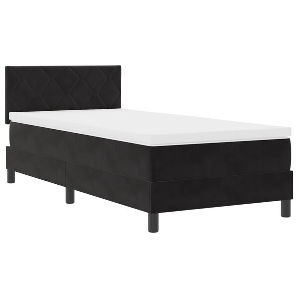 Lit à ressorts vidaXL avec matelas et LED Noir 90x200 cm Velours