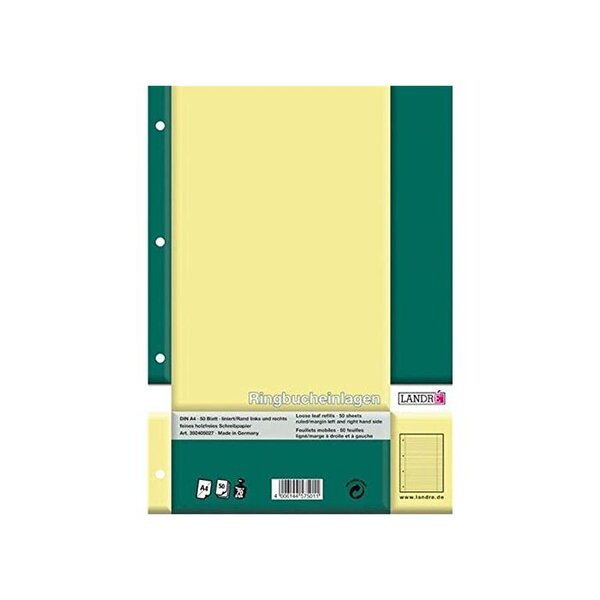 Paquet de 50 Feuillets mobiles PRO TERRA 70g A4 ligné perforé 2 marges LANDRÉ