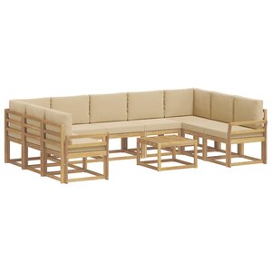 vidaXL Ensemble de canapés d'extérieur 10 pc Blanc et Beige Polyester