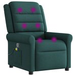 vidaXL Fauteuil de massage inclinable Vert foncé Tissu