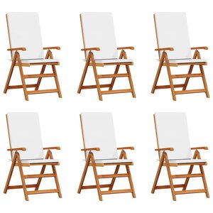 vidaXL Chaise de jardin 6 pc Marron et blanc Bois de teck massif