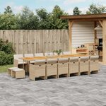 vidaXL Ensemble à manger de jardin et coussins 17 Pièces beige