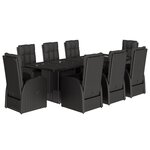 vidaXL Ensemble à manger de jardin 9Pièces coussins noir résine tressée