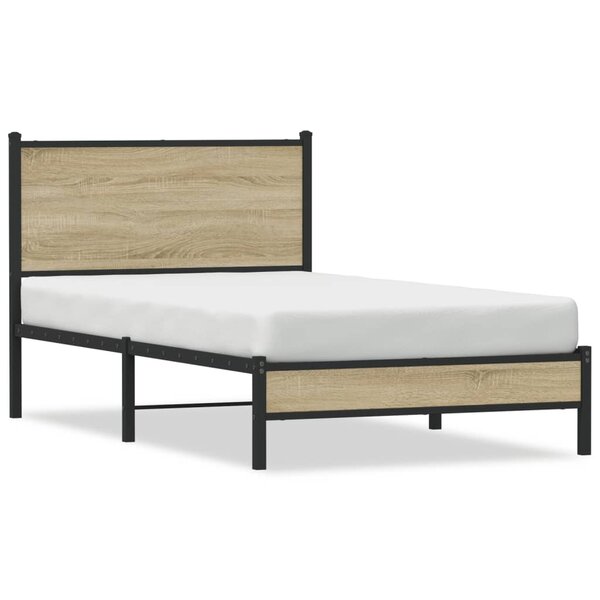 vidaXL Cadre de lit en métal sans matelas chêne sonoma 100x200 cm