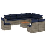 vidaXL Salon de jardin 11 Pièces avec coussins gris résine tressée