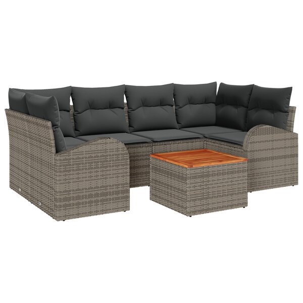 vidaXL Ensemble de canapés de jardin 7 Pièces Gris Canapé cinq places