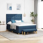 vidaXL Lit à ressorts avec matelas Bleu 160 x 200 cm tissu
