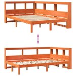 vidaXL Lit bibliothèque sans matelas cire marron 120x200 cm pin massif