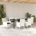 vidaXL Ensemble de salle à manger pour jardin 7 Pièces Blanc Poly rotin