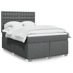vidaXL Sommier à lattes de lit avec matelas Gris foncé 160x200cm Tissu
