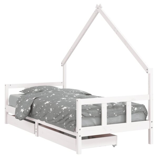 vidaXL Cadre de lit d'enfants tiroirs blanc 90x190 cm bois pin massif
