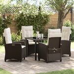 vidaXL Ensemble de salle à manger de jardin 5 pièces avec coussins marron en poly Rattan