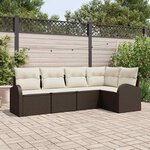 vidaXL Ensemble de canapé de jardin 5 Pièces Marron Poly rotin
