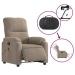 vidaXL Fauteuil inclinable de massage électrique taupe