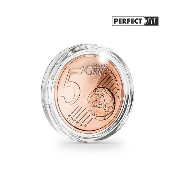 Capsules rondes ULTRA PERFECT FIT pour pièces de 5 cents d'euro. Paquet - 10 capsules