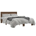 vidaXL Cadre de lit chêne marron 140x200 cm bois d'ingénierie et métal