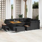 vidaXL Ensemble de canapé de jardin 12 Pièces Noir Poly rotin