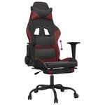 vidaXL Chaise de jeu avec repose-pied Noir/rouge bordeaux Similicuir