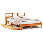 vidaXL Lit bibliothèque sans matelas cire marron 140x190 cm pin massif