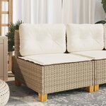 vidaXL Canapé de jardin sans accoudoirs coussins beige résine tressée