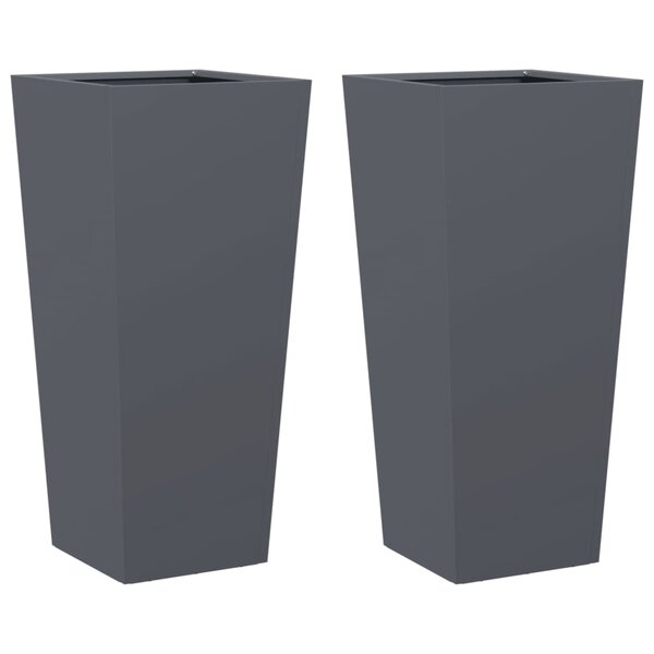 vidaXL Jardinières 2 Pièces anthracite 35x35x75 cm acier