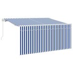 vidaXL Auvent Rétractable Bleu et Blanc 300 x 200 cm