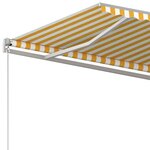 vidaXL Auvent rétractable automatique et poteaux 4 5x3m Jaune et blanc
