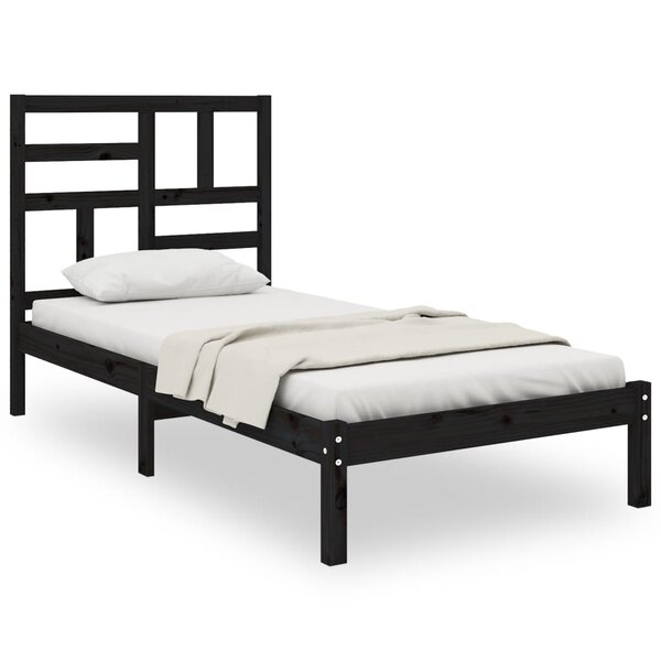 vidaXL Cadre de lit Noir Bois massif 100x200 cm