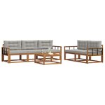 vidaXL Ensemble de canapés d'extérieur 6 Pièces Gris Naturel et Clair