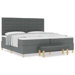 vidaXL Lit à ressorts avec matelas Gris foncé 200 x 200 cm tissu