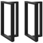 vidaXL Pieds de table de bar en T  2 pièces  noir  60 x 35 x (90-91) cm  acier