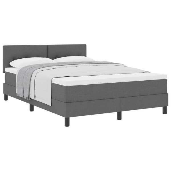 vidaXL Lit à ressorts avec tête de lit Gris foncé 140 x 190 cm tissu