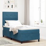 Lit à ressorts vidaXL avec matelas et LED Bleu foncé 90x190 cm Velours