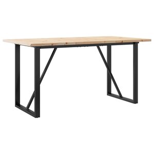 vidaXL Table à manger cadre en O 160x80x75 5 cm bois pin massif acier