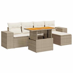 vidaXL Salon de jardin avec coussins 6 Pièces beige résine tressée
