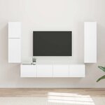 vidaXL Ensemble meuble TV 4 Pièces Blanc brillant Bois d'ingénierie