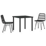 vidaXL Ensemble de salle à manger pour jardin 3 Pièces Noir