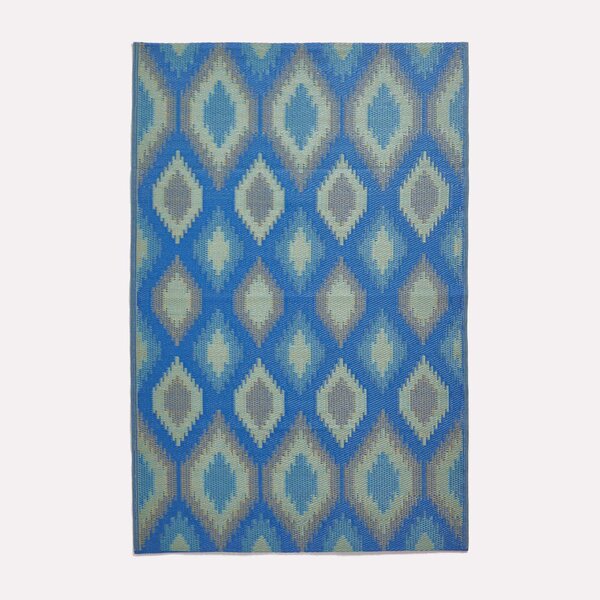 Tapis extérieur terrasse réversible - Tapis de jardin imperméable et résistant UV - Amber - Bleu - 180x270 cm - HOMESCAPES