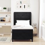 Lit Box Spring avec Matelas Noir 90x190 cm en Velours