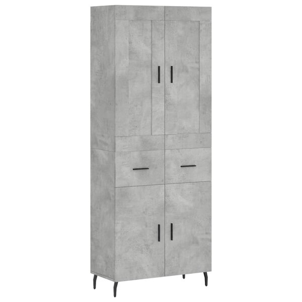 vidaXL Buffet haut Gris béton 69 5x34x180 cm Bois d'ingénierie