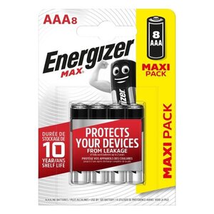 Piles Alcalines Energizer Max AAA/LR3, pack de 8