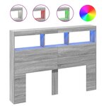 vidaXL Armoire tête de lit avec LED sonoma gris 140x17x102 cm
