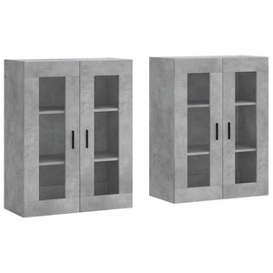 vidaXL Armoires murales 2 Pièces gris béton bois d'ingénierie