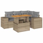 vidaXL Salon de jardin avec coussins 5 Pièces beige résine tressée