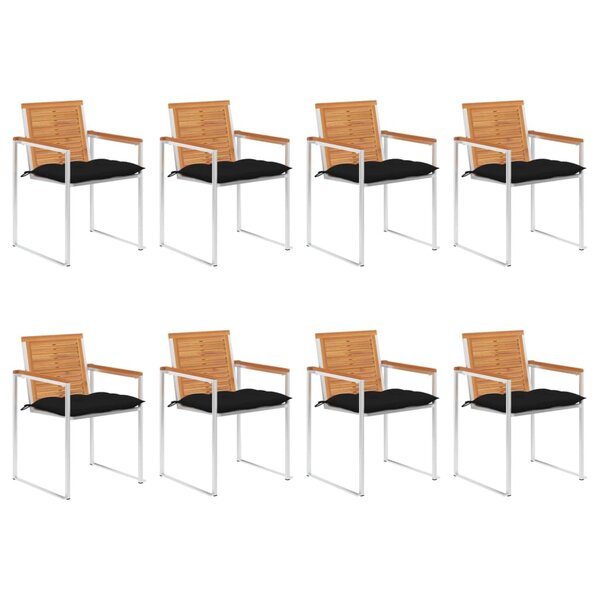 vidaXL Chaises de jardin 8 Pièces avec coussins Bois d'acacia solide