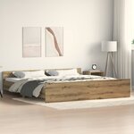 vidaXL Cadre de lit avec tête de lit Chêne artisanal 203 x 203 x 50 cm