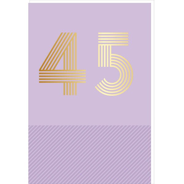 Carte D'anniversaire 45 Ans En Or - Violet - Pour Homme Et Femme - 11 5 X 17 Cm - Draeger paris
