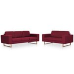 vidaXL Ensemble de canapé 2 Pièces Tissu Rouge bordeaux
