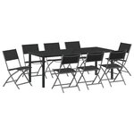 vidaXL Ensemble de salle à manger pour jardin 9 Pièces Noir